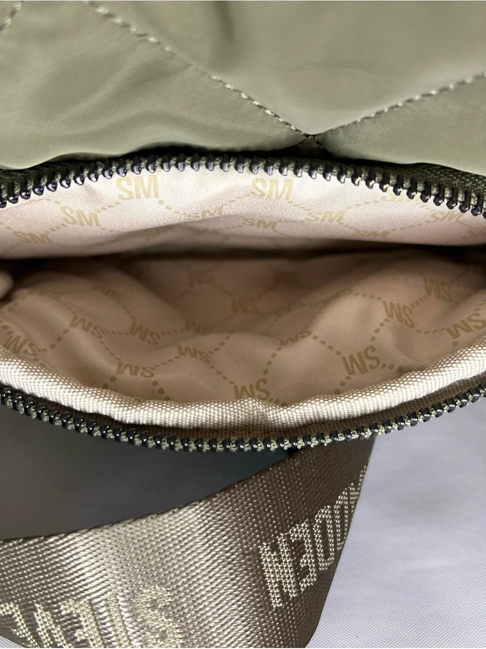 Steve Madden Olive Quilted Drawstring Bucket Crossbody Bag